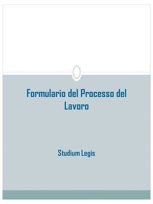 cover image of Formulario del Processo del Lavoro